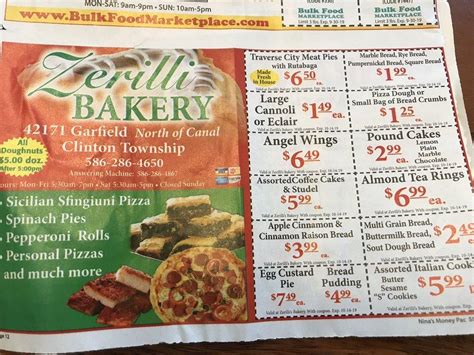 zerilli bakery menu|ZERILLI’S BAKERY